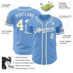Custom Light Blue Cream Authentic Baseball Jersey with Personalized Name and Number Personalized Light Blue Cream Authentic