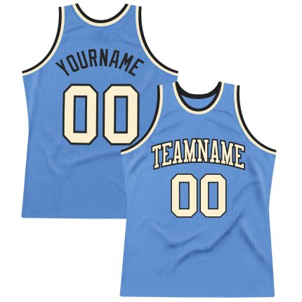 Custom Light Blue Cream-Black Basketball Jersey with Personalized Name and Number - Authentic Throwback Style Personalized