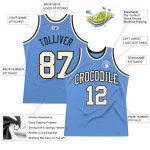 Custom Light Blue Cream-Black Basketball Jersey with Personalized Name and Number - Authentic Throwback Style Personalized