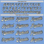 Customizable Bomber Jacket with Name and Number - Light Blue Cream-Black Varsity Letterman Full-Snap Two Tone Design Personalized