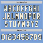 Customizable Bomber Jacket with Name and Number - Light Blue Cream-Black Varsity Letterman Full-Snap Two Tone Design Personalized