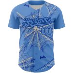 Custom Name and Number Authentic Baseball Jersey - Light Blue Cream-Royal 3D Pattern Spider Web Design Personalized Light