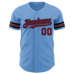 Personalized Light Blue Baseball Jersey - Crimson-Black Authentic Design Personalized Light Blue Crimson-Black Authentic