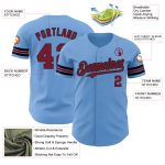 Personalized Light Blue Baseball Jersey - Crimson-Black Authentic Design Personalized Light Blue Crimson-Black Authentic