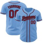 Custom Name and Number Baseball Jersey - Personalized Authentic Light Blue Crimson-Black Team Jersey Personalized Light Blue