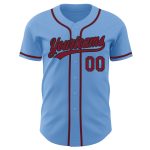 Custom Name and Number Baseball Jersey - Personalized Authentic Light Blue Crimson-Black Team Jersey Personalized Light Blue