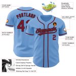Custom Name and Number Baseball Jersey - Personalized Authentic Light Blue Crimson-Black Team Jersey Personalized Light Blue