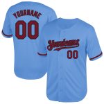 Custom Light Blue Crimson-Black Mesh Baseball Jersey with Personalized Name and Number - Authentic Throwback Design Personalized