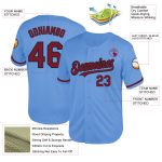 Custom Light Blue Crimson-Black Mesh Baseball Jersey with Personalized Name and Number - Authentic Throwback Design Personalized