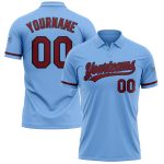 Custom Light Blue Crimson-Black Golf Polo Shirt with Personalized Name & Number - Performance Vapor Team Apparel Personalized