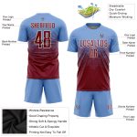 Custom Soccer Jersey with Personalized Name & Number - Light Blue Crimson-Cream Sublimation Team Uniform Personalized Light
