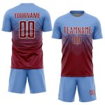 Custom Soccer Jersey with Personalized Name & Number - Light Blue Crimson-Cream Sublimation Team Uniform Personalized Light
