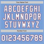 Custom Name and Number Softball Jersey Unisex Light Blue Crimson Pinstripe Two-Button White Personalized Light Blue Crimson