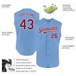 Personalized Custom Name Number Light Blue Crimson-White Sleeveless Baseball Jersey Personalized Light Blue Crimson-White