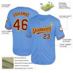 Custom Name and Number Light Blue Crimson Yellow Baseball Jersey - Authentic Throwback Mesh Team Jersey Personalized Light