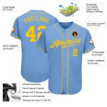 Custom Name and Number Authentic Light Blue Gold Baseball Jersey - Personalized Team Jersey Personalized Light Blue Gold