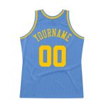 Custom Light Blue Gold Basketball Jersey - Personalized Throwback Team Name & Number Personalized Light Blue Gold Authentic