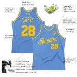 Custom Light Blue Gold Basketball Jersey - Personalized Throwback Team Name & Number Personalized Light Blue Gold Authentic