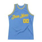 Custom Light Blue Gold Basketball Jersey - Personalized Throwback Team Name & Number Personalized Light Blue Gold Authentic