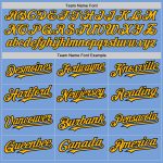 Custom Name and Number Light Blue Gold-Black Baseball Jersey with Raglan Sleeves - Personalized Team Apparel Personalized
