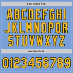 Custom Name and Number Light Blue Gold-Black Baseball Jersey with Raglan Sleeves - Personalized Team Apparel Personalized