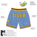 Custom Team Name Number Light Blue Gold Black Throwback Basketball Shorts Authentic Personalized Light Blue Gold-Black Authentic