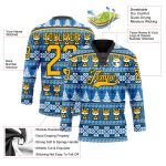 Custom Name & Number Light Blue Gold-Black Christmas Tree Tiger 3D Hockey Lace Neck Jersey - Team Apparel 8897 Personalized