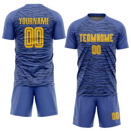 Custom Light Blue Gold Black Soccer Jersey with Name & Number - Personalized Third Uniform Personalized Light Blue Gold-Black
