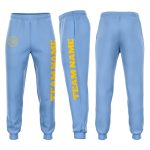 Custom Light Blue Gold Fleece Jogger Sweatpants with Personalized Name and Number Personalized Light Blue Gold Fleece Jogger