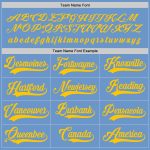 Custom Light Blue Gold Hockey Jersey with Personalized Name and Number Personalized Light Blue Gold Hockey Jersey Team Custom