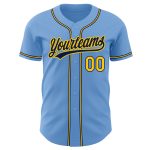 Custom Team Baseball Jersey - Personalized Light Blue with Gold and Navy, Custom Name & Number Personalized Light Blue Gold-Navy