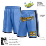 Custom Name and Number Light Blue Gold-Navy Basketball Shorts - Personalized Team Sports Apparel Personalized Light Blue
