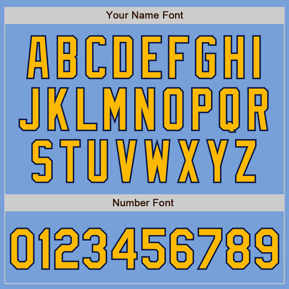 Personalized Light Blue Gold-Navy Authentic Raglan Sleeves Baseball Jersey Team Custom Name and Number Custom Light Blue Gold-Navy Baseball Jersey with Personalized Name and Number - Authentic Raglan Sleeves Team Apparel Personalized - Image 5