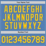 Custom Team Performance T-Shirt with Name & Number - Light Blue & Gold Personalized Light Blue Gold Performance T-Shirt Team
