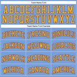 Custom Name and Number Authentic Throwback Basketball Jersey - Light Blue Gold-Purple Design Personalized Light Blue Gold-Purple
