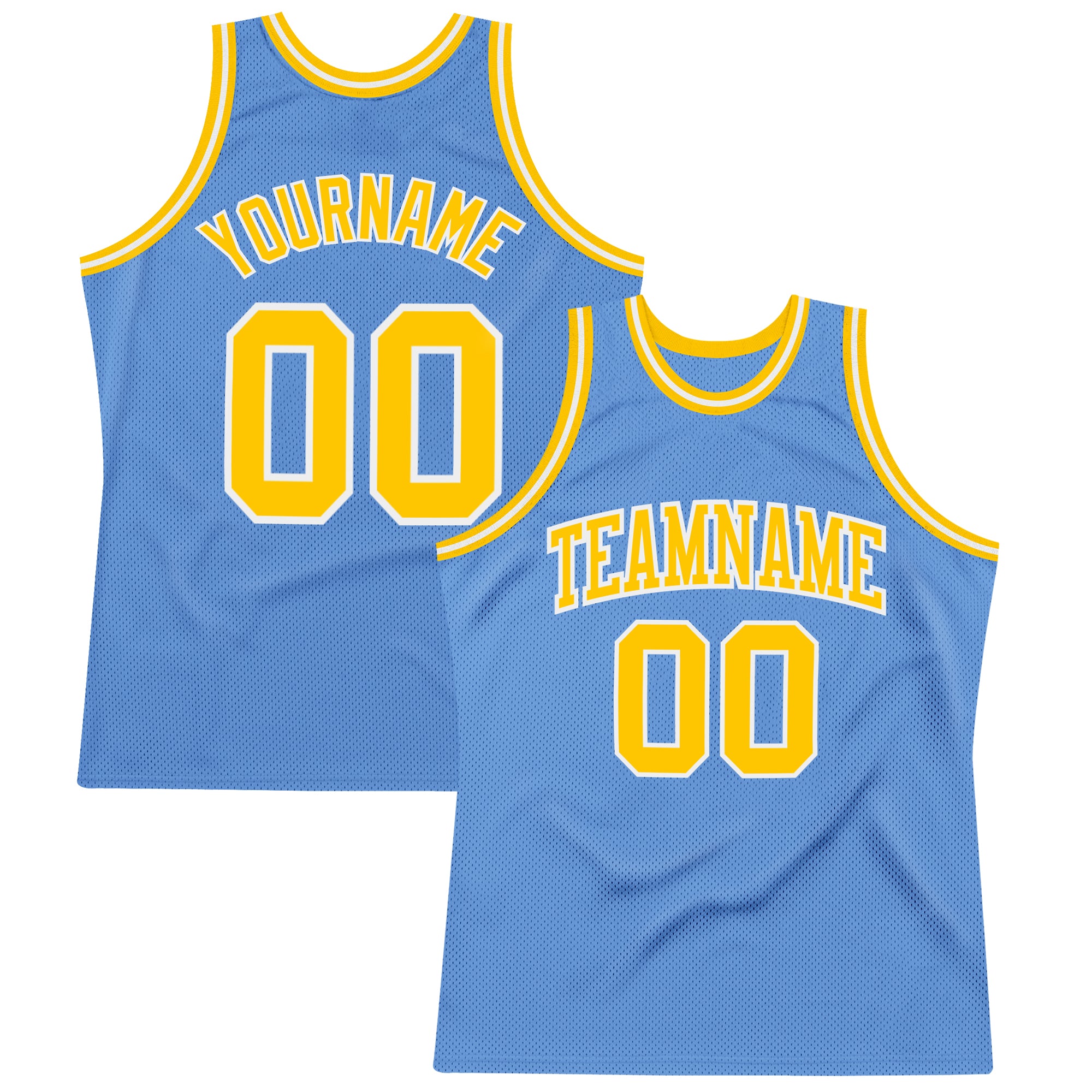 Custom Light Blue Gold-White Basketball Jersey Personalized with Name and Number - Authentic Throwback Team Gear Personalized