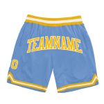 Personalized Light Blue Gold White Basketball Shorts - Authentic Throwback Design Personalized Light Blue Gold-White Authentic