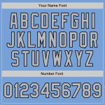 Custom Personalized Varsity Letterman Jacket with Name and Number - Light Blue Gray-Black Bomber Full-Snap Design Personalized