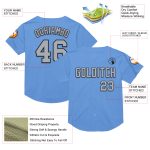 Custom Team Name and Number Personalized Baseball Jersey - Light Blue Gray-Black Mesh Authentic Throwback Style Personalized