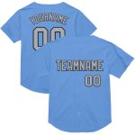 Custom Team Name and Number Personalized Baseball Jersey - Light Blue Gray-Black Mesh Authentic Throwback Style Personalized