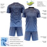 Custom Soccer Jersey with Personalized Name and Number, Light Blue Gray Lines Design, Sublimation Team Uniform Personalized