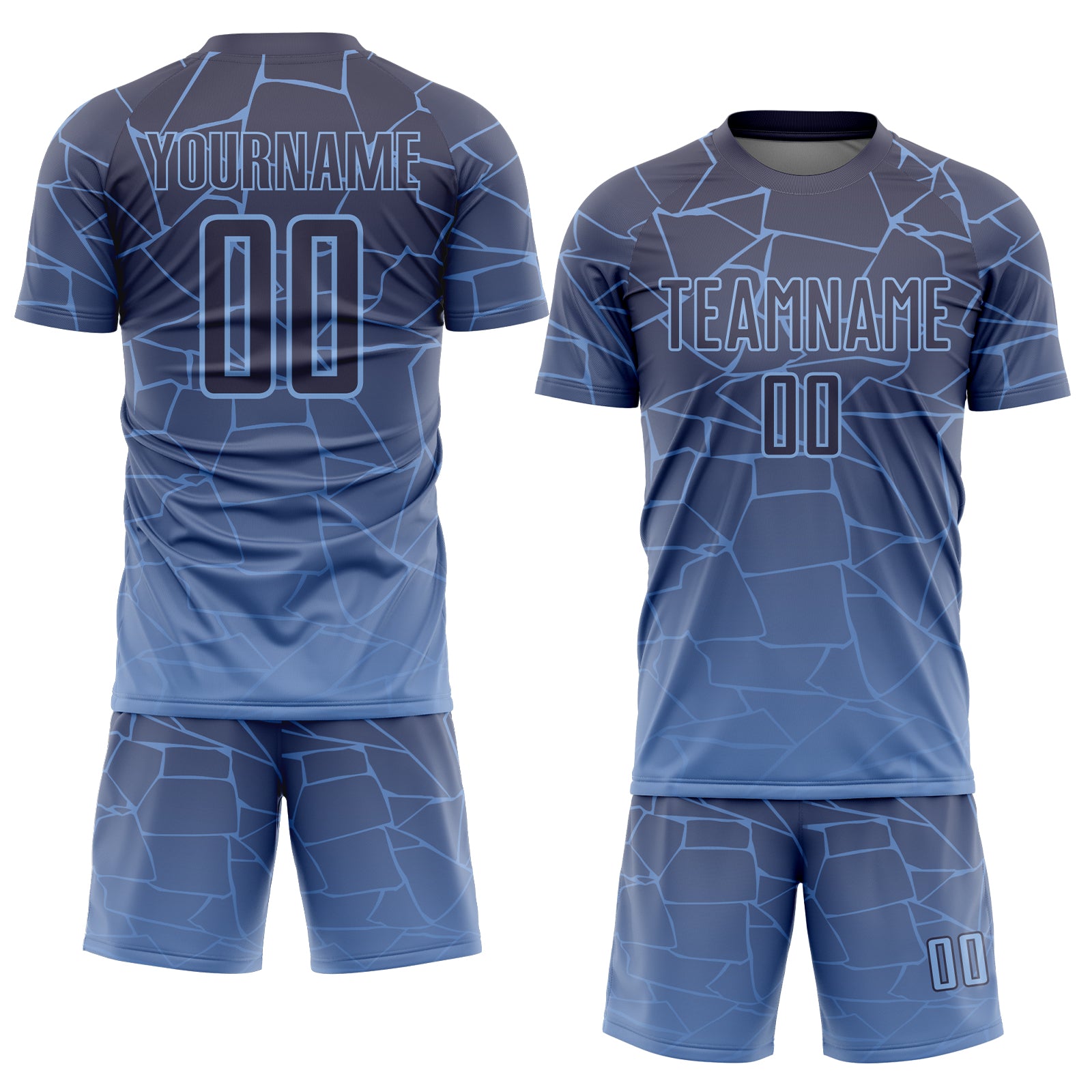 Personalized Light Blue Gray Lines Sublimation Soccer Uniform Jersey Team Custom Name and Number Custom Soccer Jersey with Personalized Name and Number, Light Blue Gray Lines Design, Sublimation Team Uniform Personalized - Image 2
