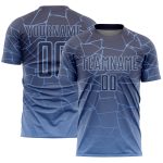 Custom Soccer Jersey with Personalized Name and Number, Light Blue Gray Lines Design, Sublimation Team Uniform Personalized