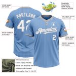 Custom Name and Number Unisex Softball Jersey - Light Blue Gray Pinstripe Two-Button Design Personalized Light Blue Gray