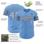 Personalized Light Blue Gray Authentic Baseball Jersey - Custom Design in Steel Gray Color Personalized Light Blue Gray-Steel