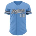 Personalized Light Blue Gray Authentic Baseball Jersey - Custom Design in Steel Gray Color Personalized Light Blue Gray-Steel