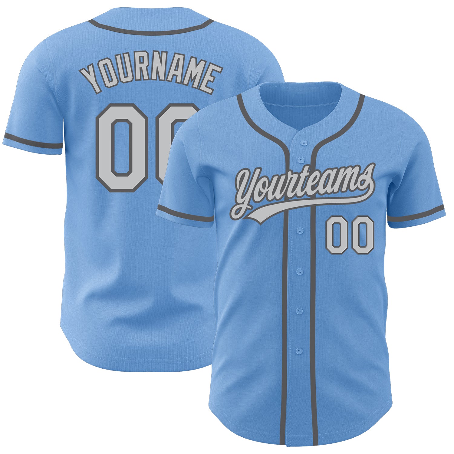 Custom Personalized Baseball Jersey - Light Blue Gray & Steel Gray with Custom Name and Number Personalized Light Blue Gray-Steel