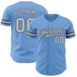 Personalized Light Blue Gray Authentic Baseball Jersey - Custom Design in Steel Gray Color Personalized Light Blue Gray-Steel