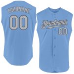 Custom Name & Number Light Blue Gray Steel Gray Sleeveless Baseball Jersey - Personalized Authentic Team Gear Personalized