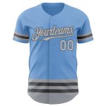 Custom Name and Number Authentic Baseball Jersey in Light Blue Gray and Steel Gray Personalized Light Blue Gray-Steel Gray